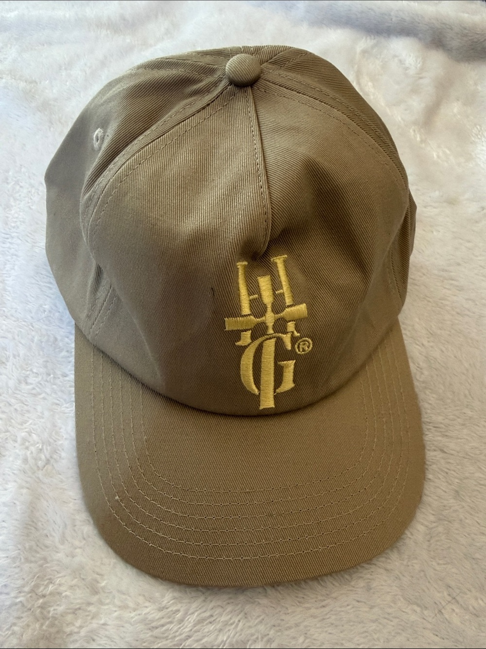 Honor The Gift Embroidered Baseball Cap - Khaki with Gold Logo